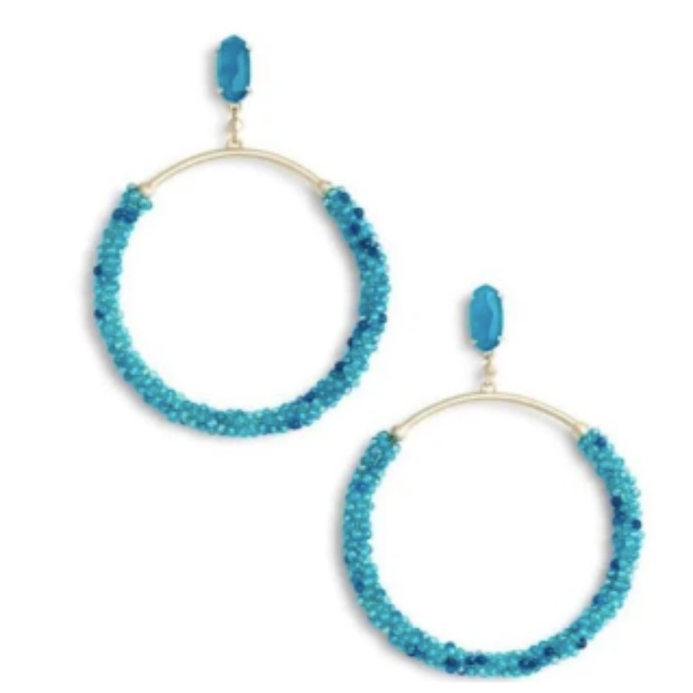 Kendra Scott Russell Blue Beaded Hoop Earrings